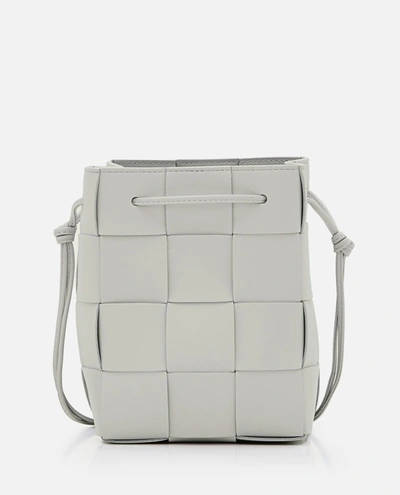 Shop Bottega Veneta Small Crossbody Bucket Bag In Grey