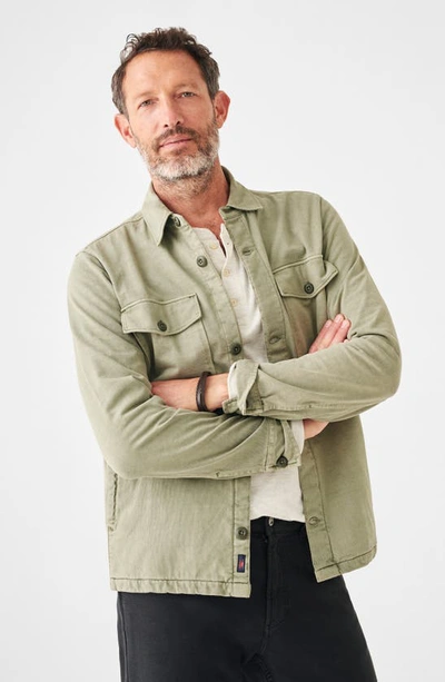 Shop Faherty Jersey Shirt Jacket In Surplus Olive