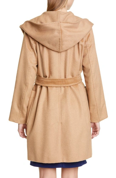 Shop Max Mara Rialto Hooded Camel Hair Wrap Coat