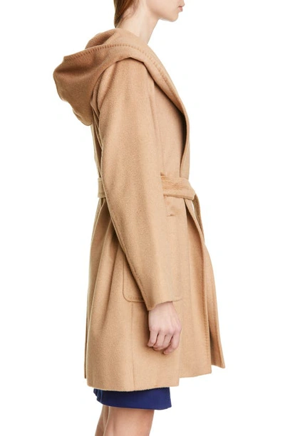 Shop Max Mara Rialto Hooded Camel Hair Wrap Coat