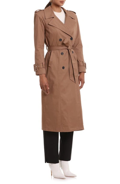 Avec Les Filles Belted Raglan Sleeve Twill Trench Coat In Mushroom