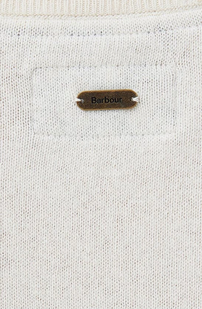 Shop Barbour Pendle Elbow Patch Wool & Cotton Crewneck Sweater In Cream/ Fawn