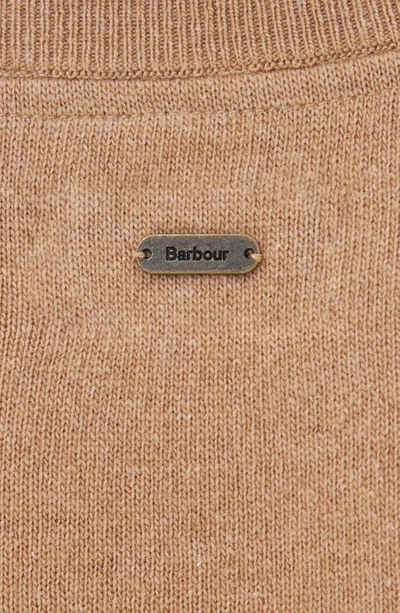 Shop Barbour Pendle Elbow Patch Wool & Cotton Crewneck Sweater In Caramel/ Fawn