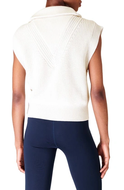 Shop Sweaty Betty Modern Half Zip Cotton & Wool Sweater Tank In Lily White