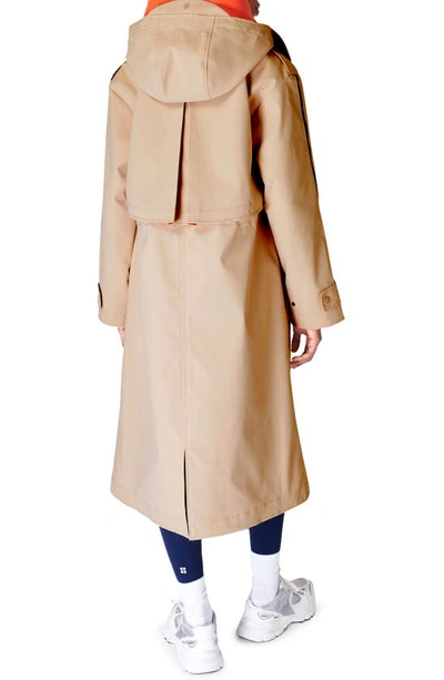 Shop Sweaty Betty Water-resistant Technical Trench Coat In Dove Beige