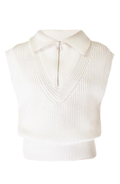 Shop Sweaty Betty Modern Half Zip Cotton & Wool Sweater Tank In Lily White
