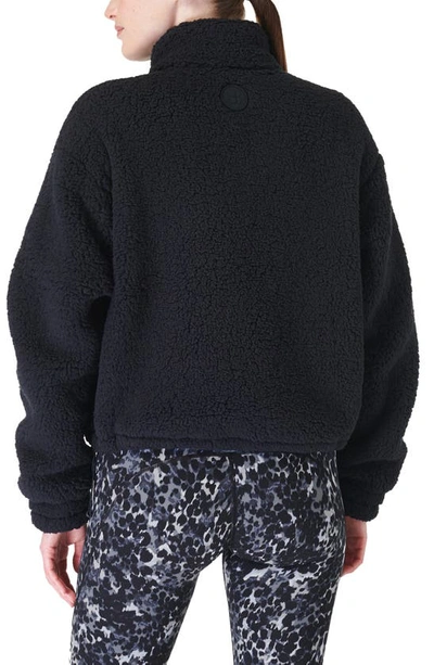 Sweaty Betty Canyon Front Zip High Pile Fleece Jacket In Black