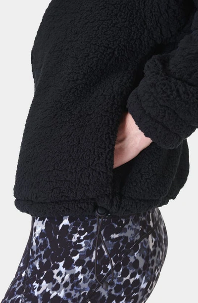 Sweaty Betty Canyon Front Zip High Pile Fleece Jacket In Black