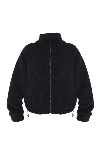Shop Sweaty Betty Canyon Front Zip High Pile Fleece Jacket In Black