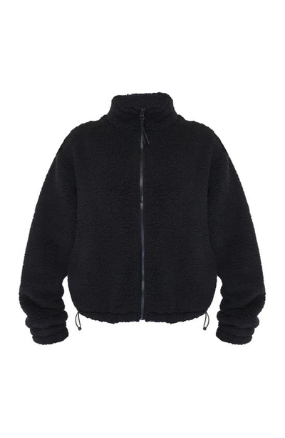 Sweaty Betty Canyon Front Zip High Pile Fleece Jacket In Black