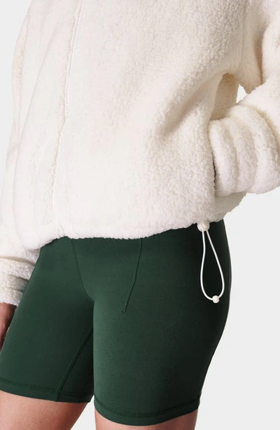 Sweaty Betty Womens Lily White Canyon Logo-badge Fleece Zip-up Jacket In Lily White