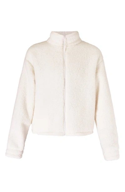 Shop Sweaty Betty Canyon Front Zip High Pile Fleece Jacket In Lily White