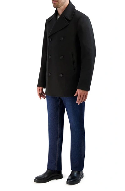 Shop Cole Haan Double Breasted Peacoat In Black