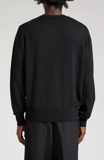 Shop Ami Alexandre Mattiussi Ami De Coeur Wool Crewneck Sweater In Black