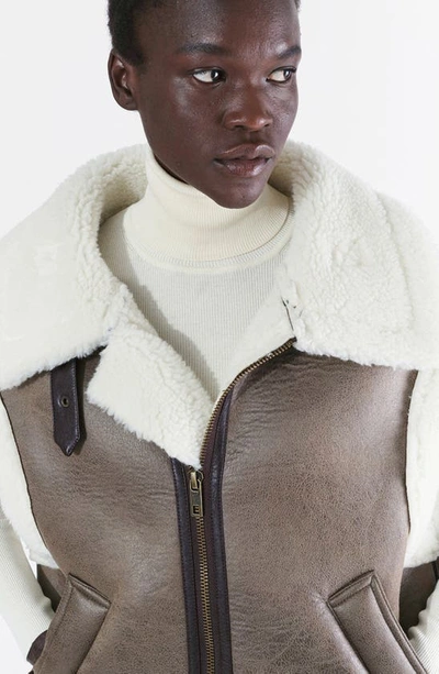 Shop Apparis Luca Faux Shearling Aviator Vest In Mineral