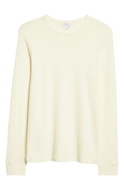 Sunspel Waffle Crewneck T-shirt In Ecru