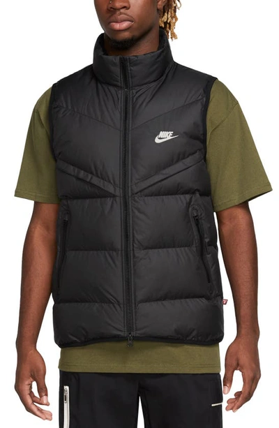 Shop Nike Storm-fit Windrunner Water Repellent Field Vest In Black/ Black/ Sail