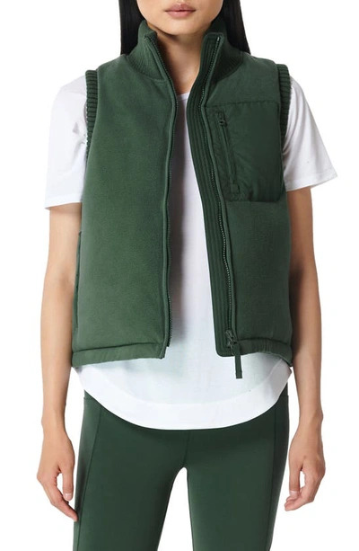 Shop Sweaty Betty Venture Padded Fleece Vest In Trek Green