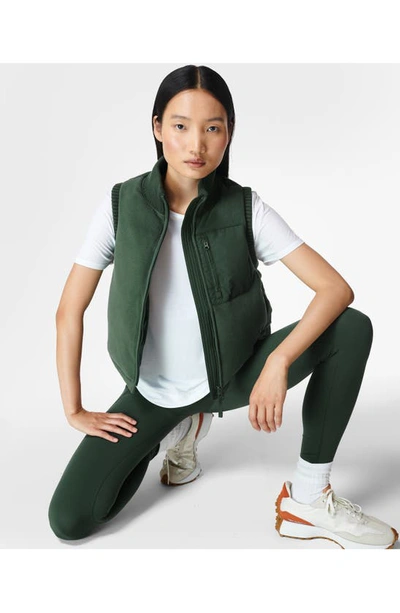 Shop Sweaty Betty Venture Padded Fleece Vest In Trek Green