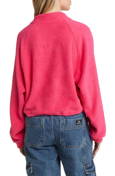 Shop Bp. Fleece Half Zip Pullover In Pink Beetroot