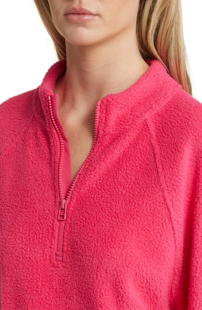 Shop Bp. Fleece Half Zip Pullover In Pink Beetroot