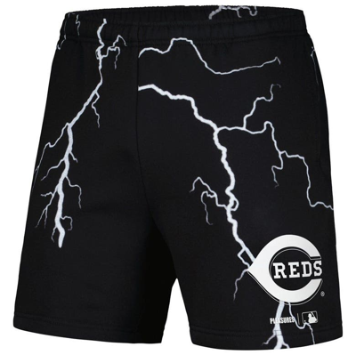 Shop Pleasures Black Cincinnati Reds Lightning Shorts