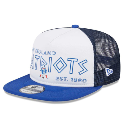 Shop New Era White/royal New England Patriots Gridiron Classics Banger 9fifty Trucker Snapback Hat