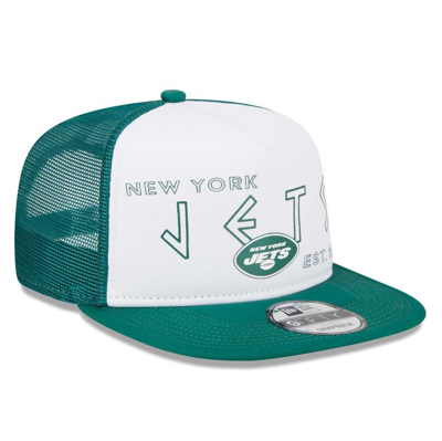 Shop New Era White/green New York Jets Banger 9fifty Trucker Snapback Hat