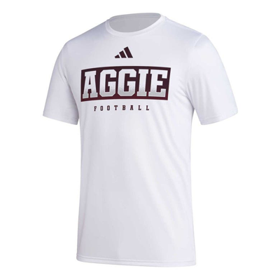 Shop Adidas Originals Adidas White Texas A&m Aggies Football Practice Aeroready Pregame T-shirt