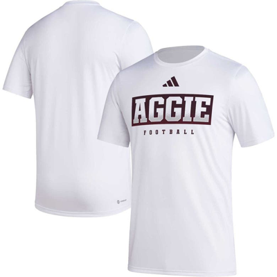Shop Adidas Originals Adidas White Texas A&m Aggies Football Practice Aeroready Pregame T-shirt