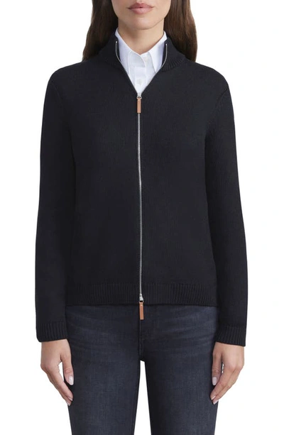 Shop Lafayette 148 Cotton & Silk Knit Bomber Jacket In Black