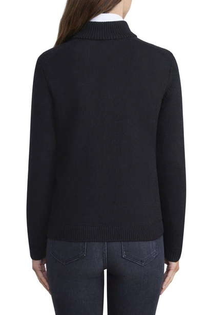 Lafayette 148 Petite Cotton-silk Tape Knit Bomber In Black