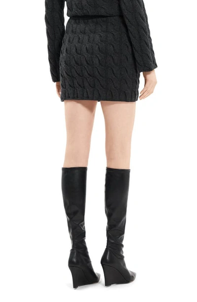 Shop Theory Cable Stitch Wool & Cashmere Miniskirt In Charcoal