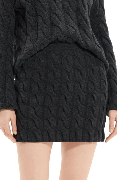 Shop Theory Cable Stitch Wool & Cashmere Miniskirt In Charcoal