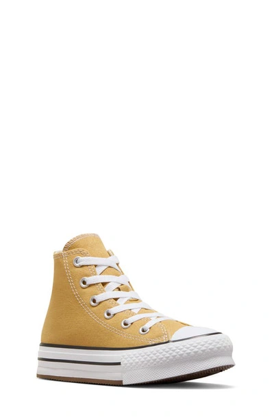 Shop Converse Kids' Chuck Taylor® All Star® Eva Lift High Top Platform Sneaker In Dunescape/ White/ Black