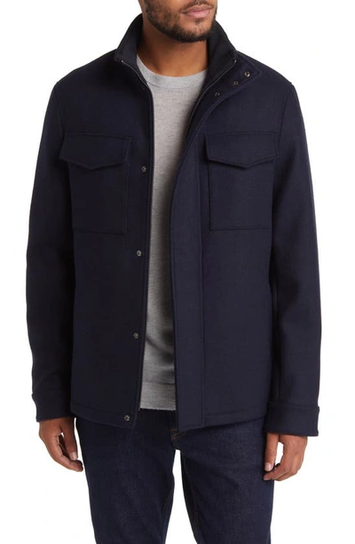 Shop Ted Baker Knowl Wool Blend Field Jacket In Navy