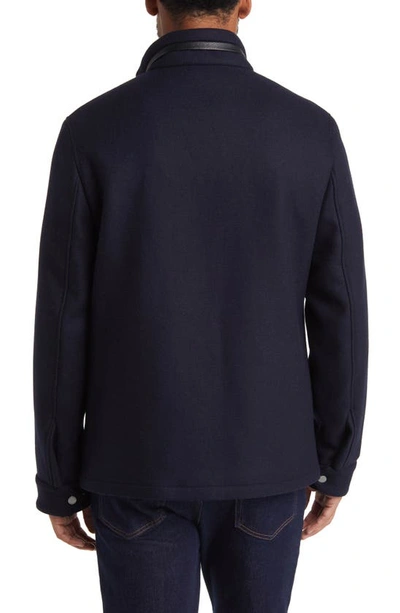 Shop Ted Baker Knowl Wool Blend Field Jacket In Navy