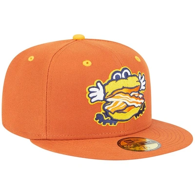 Shop New Era Orange Montgomery Biscuits Theme Nights Montgomery Bacon Biscuits  59fifty Fitted Hat