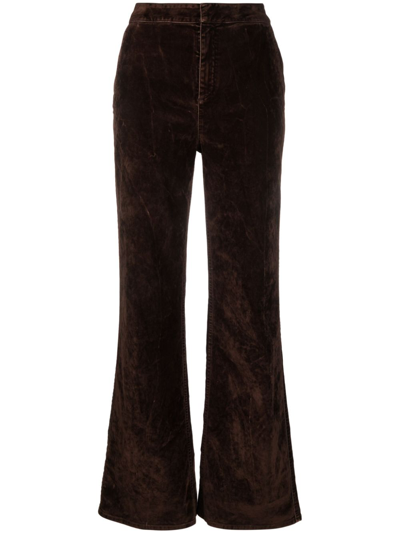 Shop Loewe Brown Velvet Flared Trousers