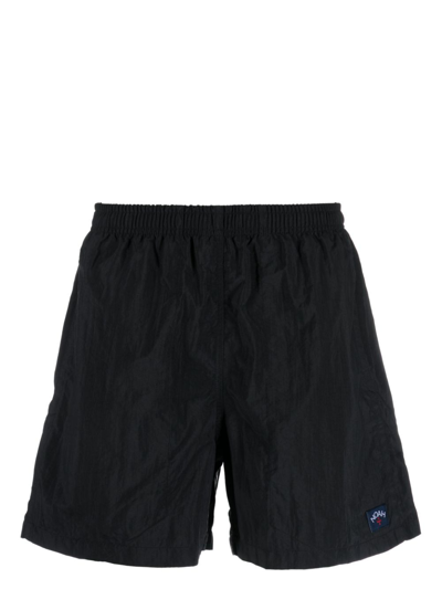 Shop Noah Ny Logo Patch Swim Shorts - Men's - Nylon In Black