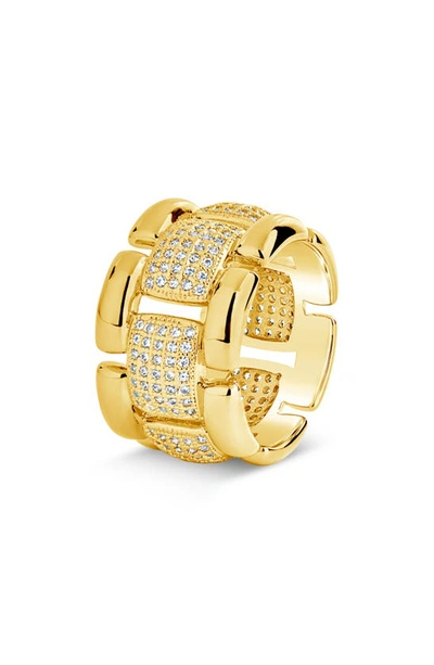 Sterling Forever Avina Cz Watch Chain Ring In Gold