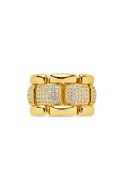 Sterling Forever Avina Cz Watch Chain Ring In Gold