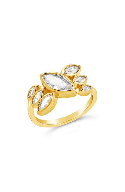 Sterling Forever Anastasia Marquise Cubic Zirconia Ring In Gold