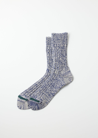 Shop Alex Mill Recycled Cotton Ribbed Crew Socks In Blue/ivory