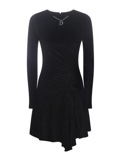 Shop Dsquared2 Dress  In Velvet In Nero