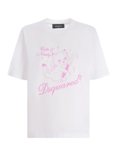 Shop Dsquared2 T-shirt  In Cotton In Bianco