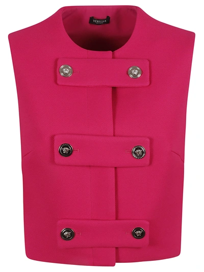 Shop Versace Fitted Classic Vest In Hot Pink