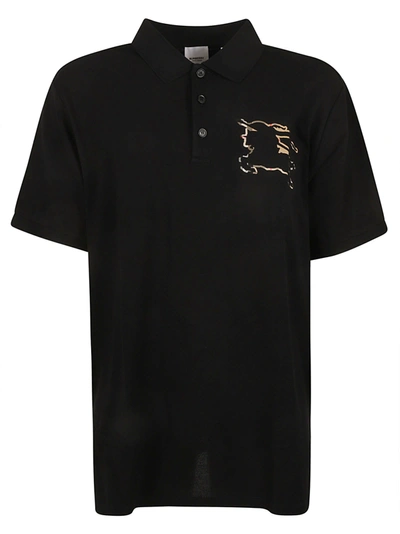 Shop Burberry Printed Polo Shirt In Black