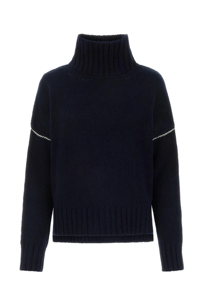 Shop Woolrich Midnight Blue Wool Sweater In Melton Blue