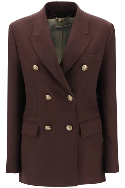 Shop Golden Goose Diva Double-breasted Blazer In Gabardine In Chicory Coffee (brown)